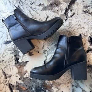 Refresh Club-1 Chelsea Boot 11 Side Zip 3/4" Platform Lug sole  3" Heel BlackEUC